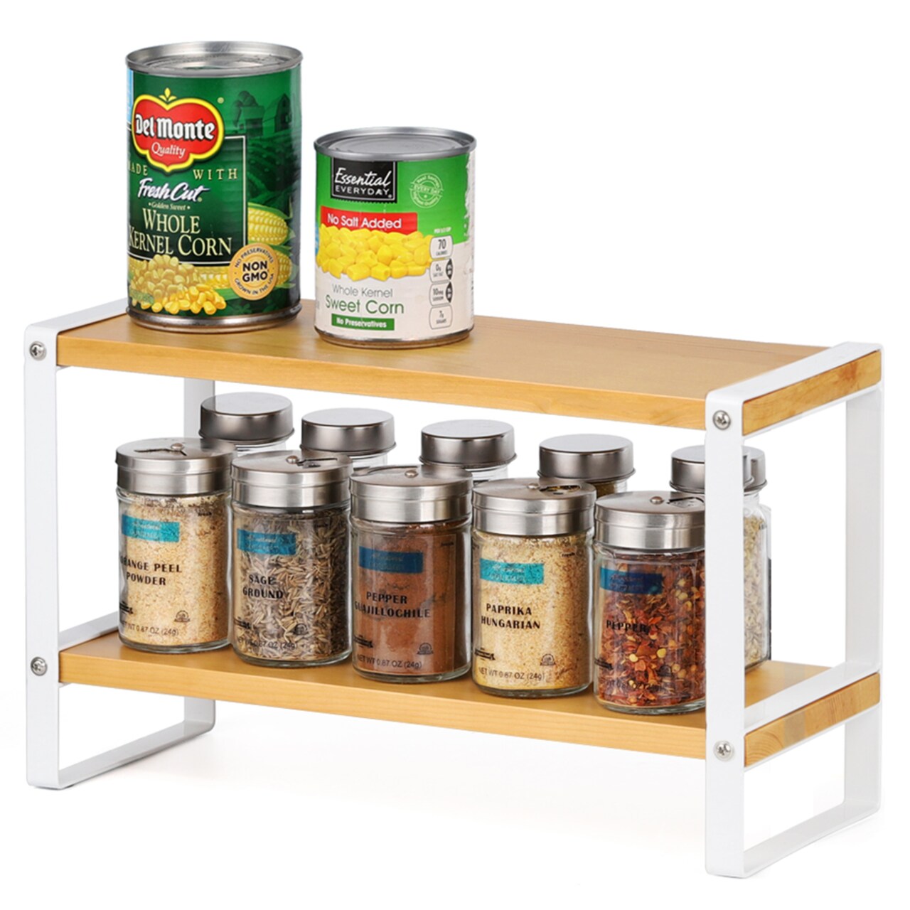 2 Tier Standing Rack for Spices Bottles Dishes Countertop Organizer Home Decor